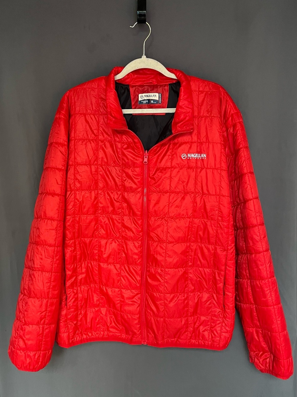 Magellan Outdoors Red Puffer Jacket Quilted Full Zip Nylon Lightweight XL